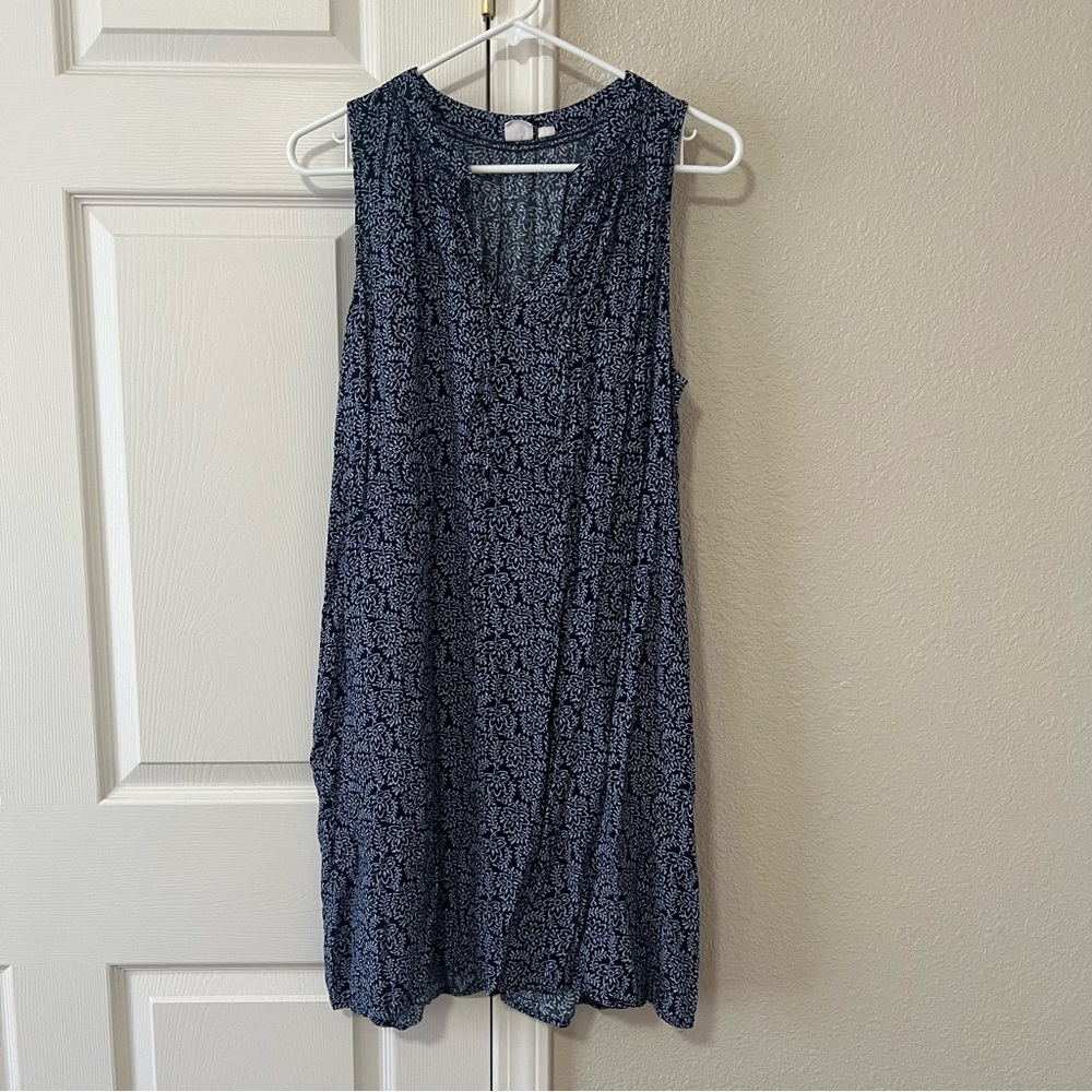 GAP Blue Floral Sleeveless Swing Dress Size Large